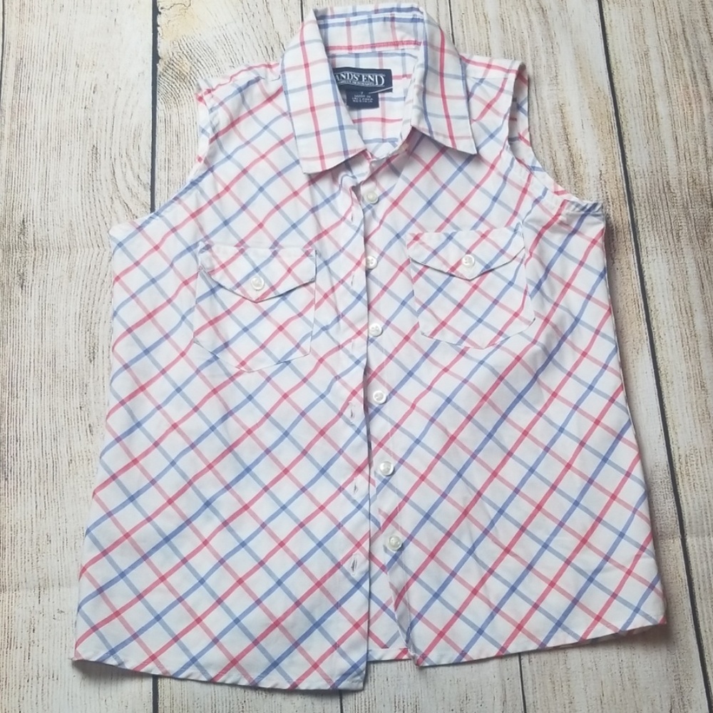 Lands End Plaid Sleeveless Shirt